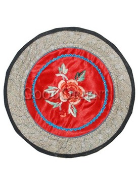 Flower pattern embroidered cup coaster with red center