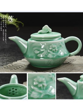 Oriental Lotus Pattern Porcelain Tea Pot