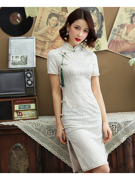 Stylish Fashion Design Chinese Lace Cheongsam Dress