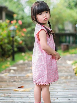Traditional White Floral Pattern Design Girl's Dress